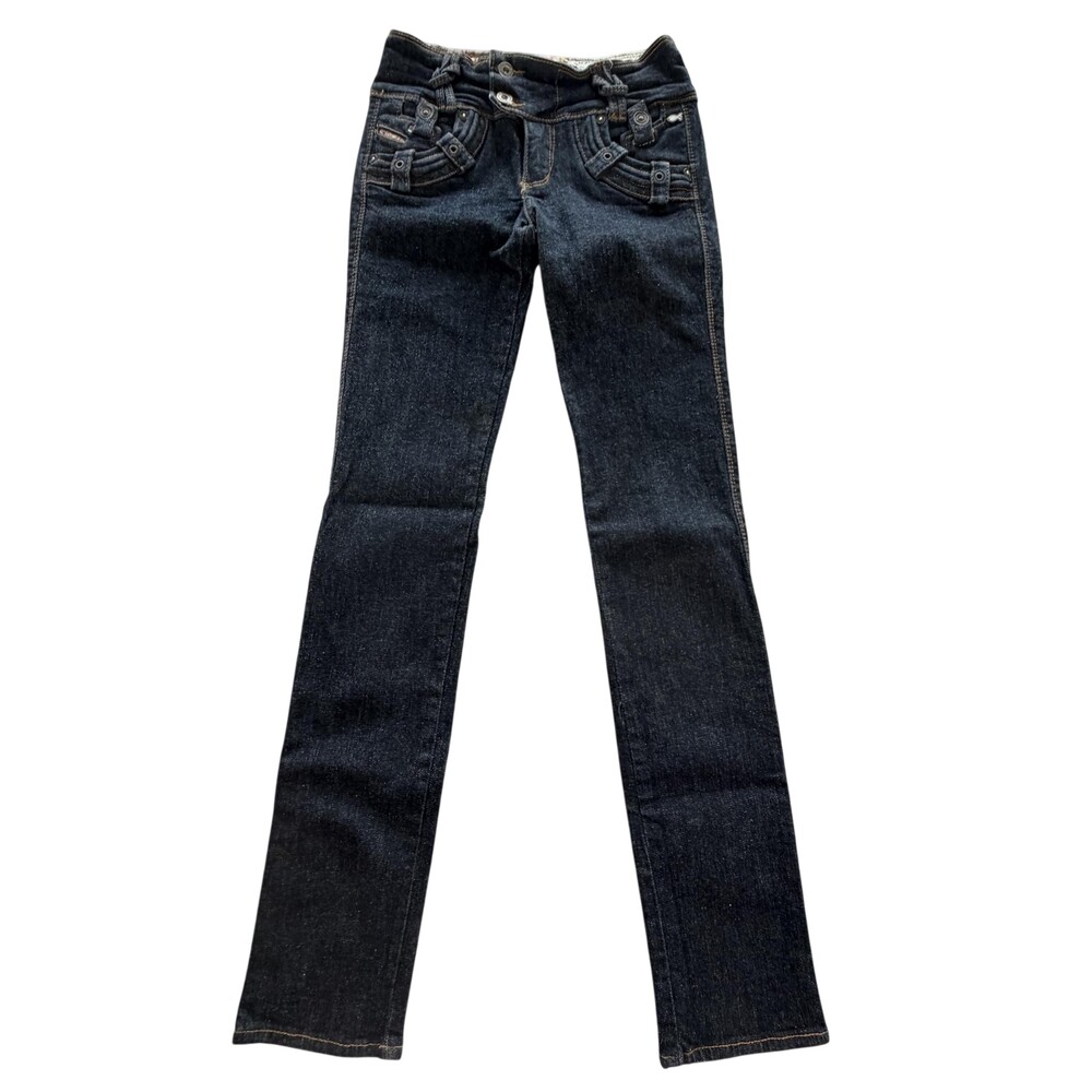Cocoa Jeans Jeans Juniors 8 Blue Dark Wash Low Rise Skinny Lace Up Pockets Teens